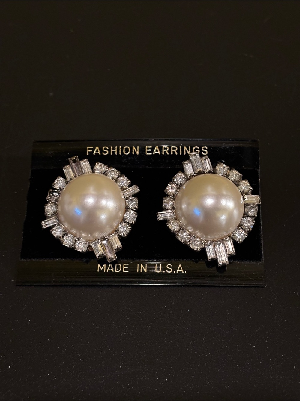 Pearl & Crystal Halo Stud Earrings - White Pearl